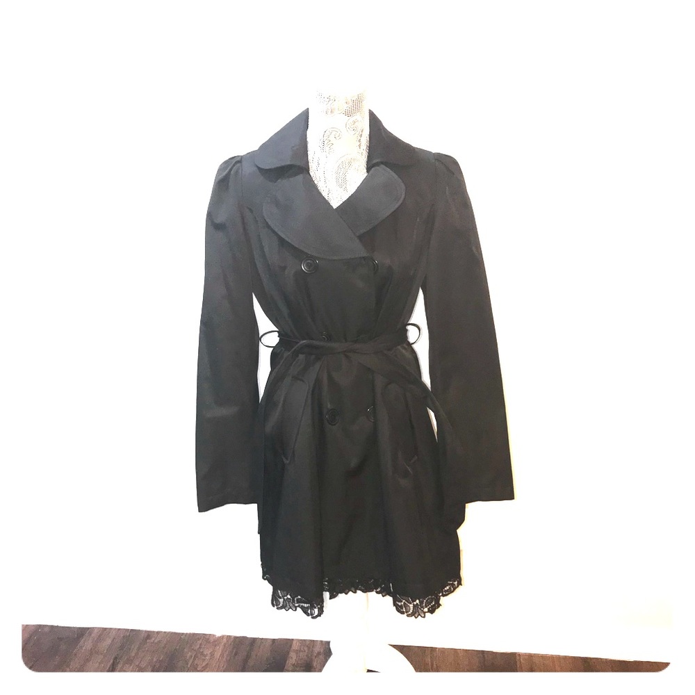 New Betsy Johnson Black Trench Coat